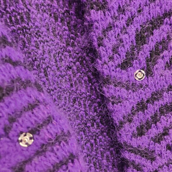 Vintage Via Frascatti Snap Cardigan Purple Fan Shell Pattern Size 36 - Picture 4 of 11